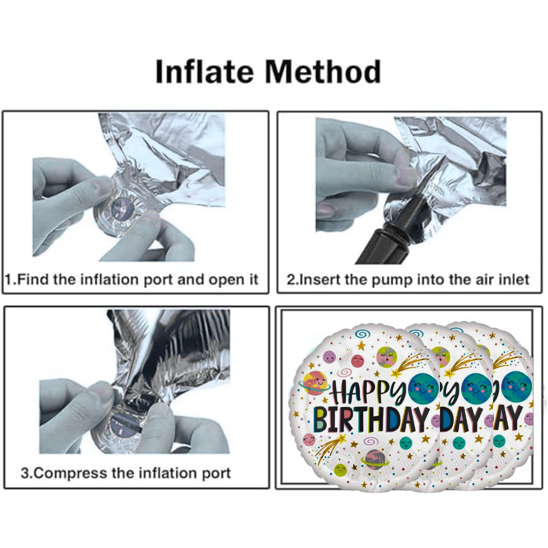 Smiling Galaxy Happy Birthday Foil Balloon 18 Inch - Space Theme Helium Balloon for Kids Birthday Party - 1 Pc