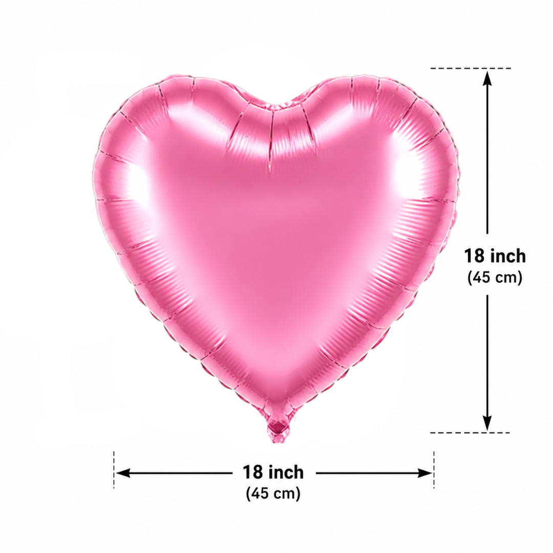 Pink Heart Foil Balloon Set of 4 - 18 inches