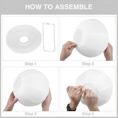 White Paper Lantern Hanging Decor Set – 5 Pcs