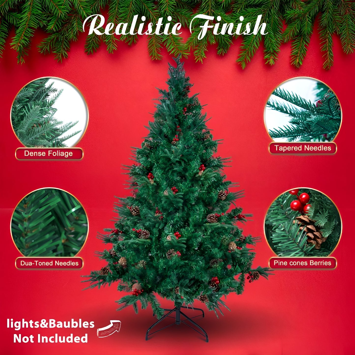 Pine & Cherry Fancy Christmas Tree - 7FT