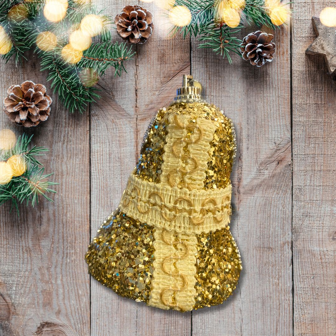 Christmas Tree Ornaments Golden Bell Tree Hanging - Set of 2