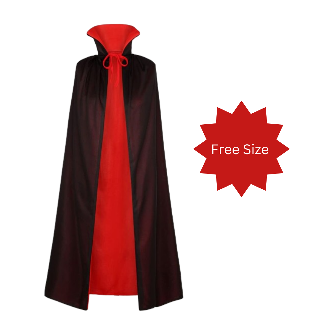 Vampire Costume Set for Adult Teen Unisex-Halloween Vampire Reversible Cloak, Vampire Fangs, Fake Blood for Halloween Costumes