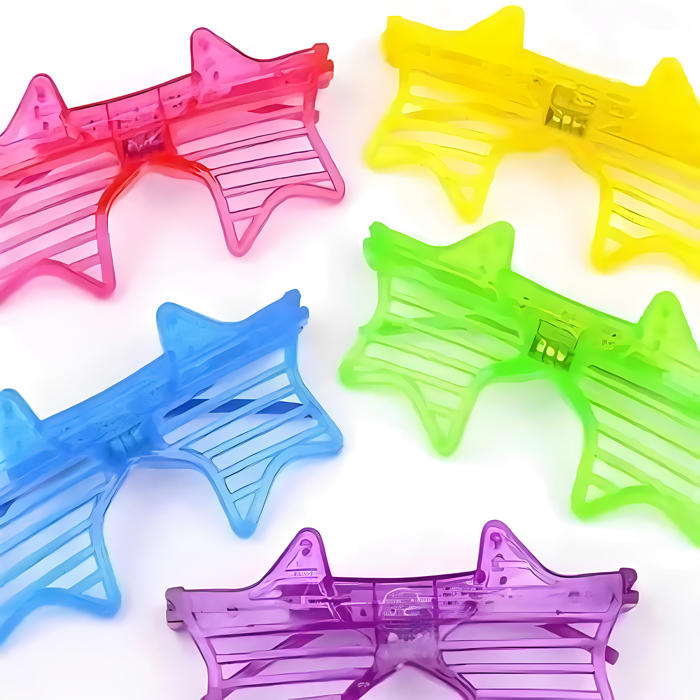 Set of 5 Light up Shutter Shades Star, Led Neon Rave SunGlasses, Party Eyeglass, Flashing Sunglasses for Neon & Bachelorette Party Glow in Dark Christmas Party Sunglasses (Assorted Colors)