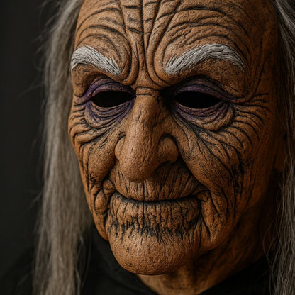 Realistic Old Woman Latex Halloween Mask  - 1PC