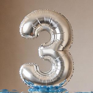 Designer Blue & Silver Balloon Bouquet Arrangement for 3rd Birthday