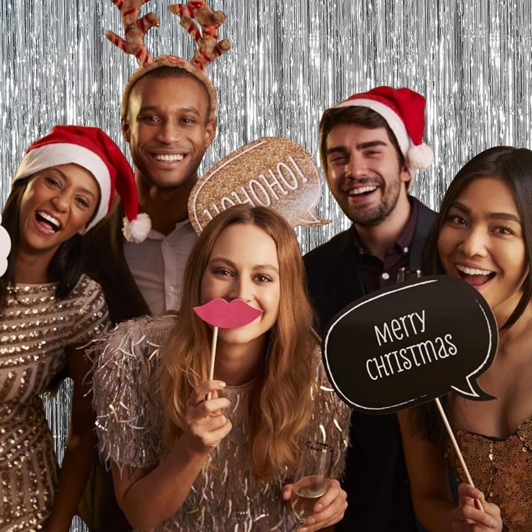 Textured Foil Silver Curtain - 7FT X 3FT