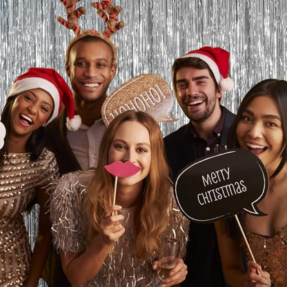 Textured Foil Silver Curtain - 7FT X 3FT