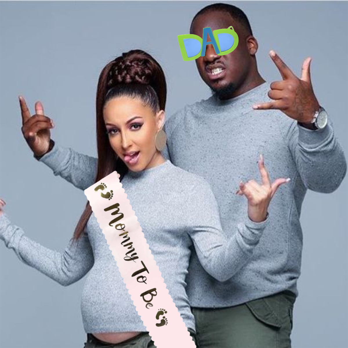 Mom To Be Sash Satin Pink & Green DAD Sunglasses - 2PC