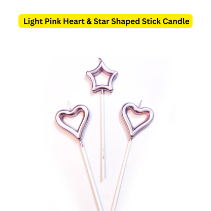 Rose Pink Heart & Star Shaped Stick Candle - 3 PC