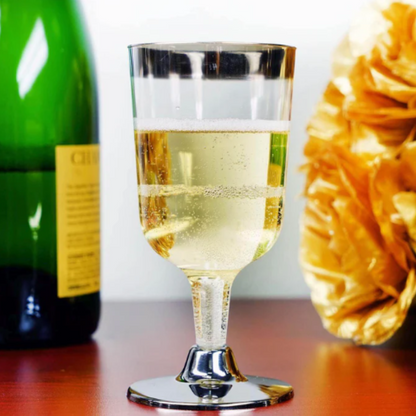 Wine Glasses with Silver Rim - Pack of 6