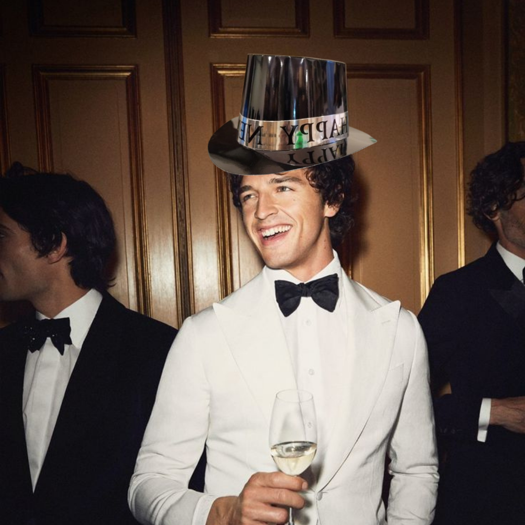 Happy New Year Black Hat w/Silver