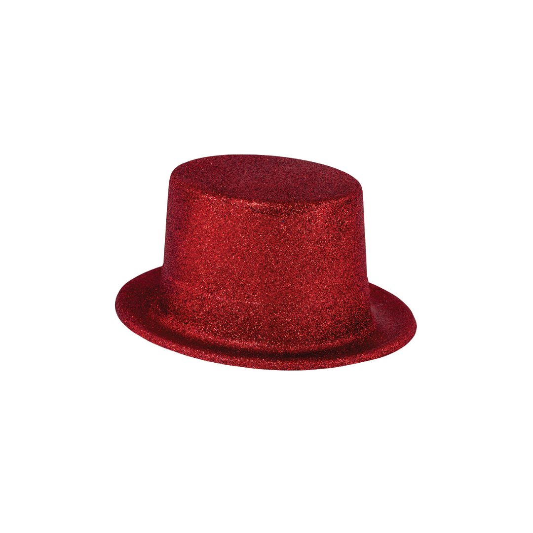 Glitter Top Hat Lrg. Red