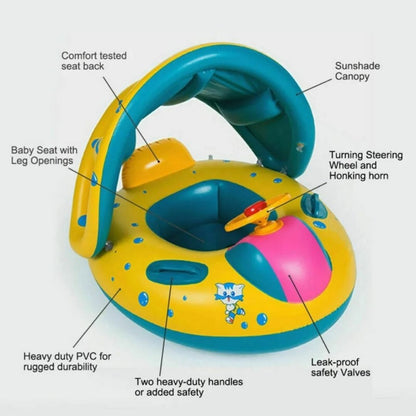 Inflatable Cars Pool Float with Canopy for Kids - 1PC