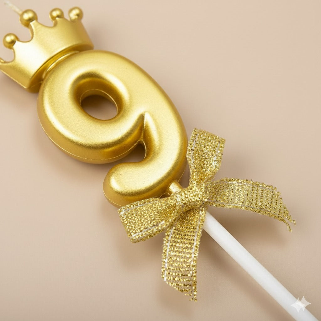 Golden Crown Numerical Candle No. 9