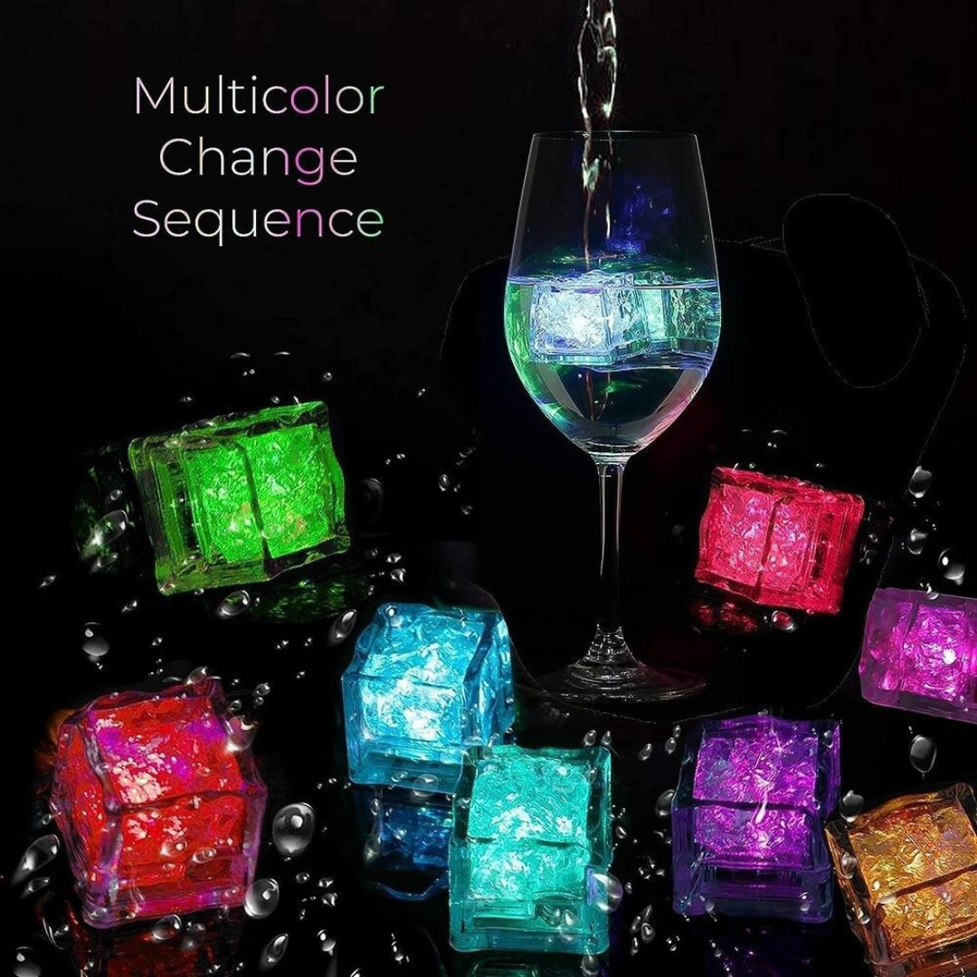 Multicolor Light Up LED Ice Shape Waterproof Colour Changing Cube Glow in The Dark Reusable Ice Cubes - 1PC