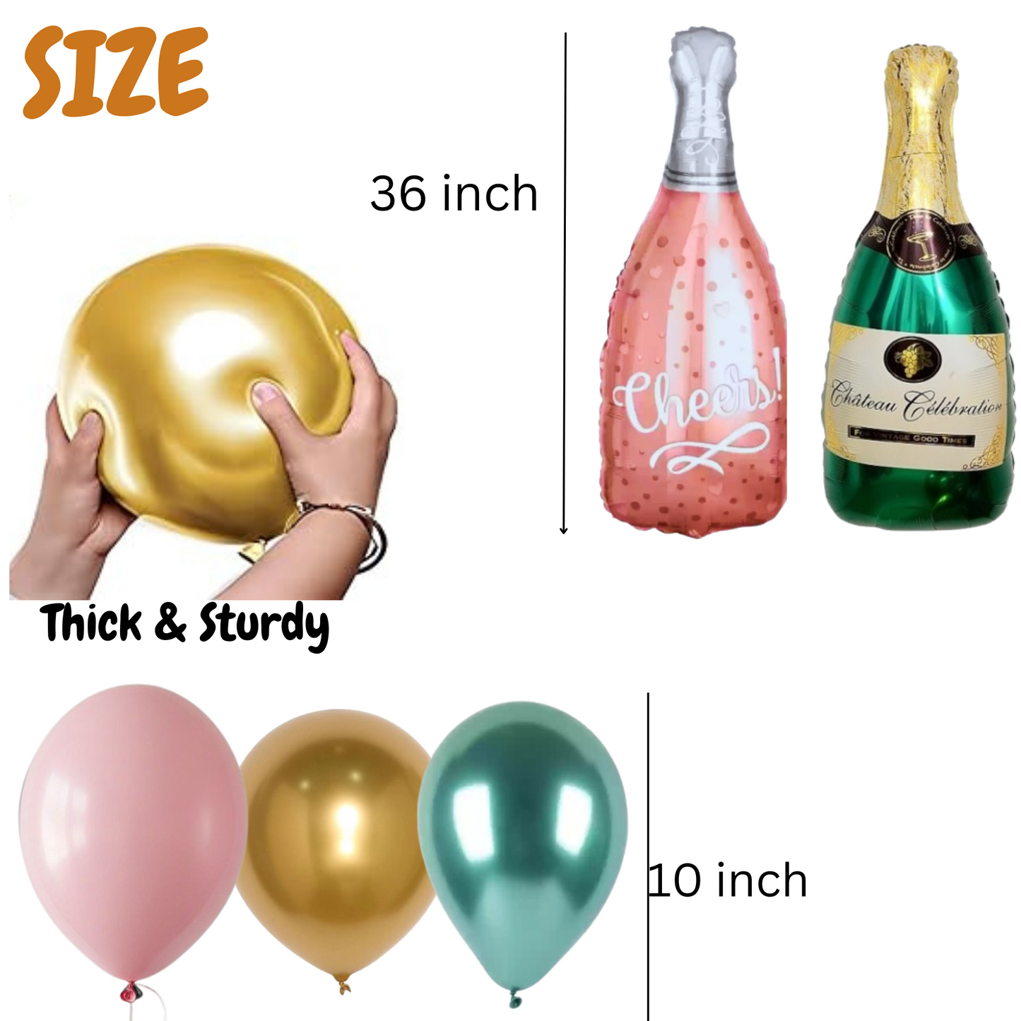 Champagne Party Balloon Combo Kit – Pack of 8