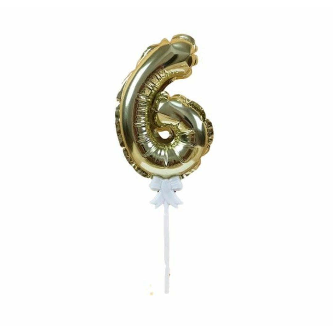 6 Numerical Self Infating Balloon Cake Topper - 1PC