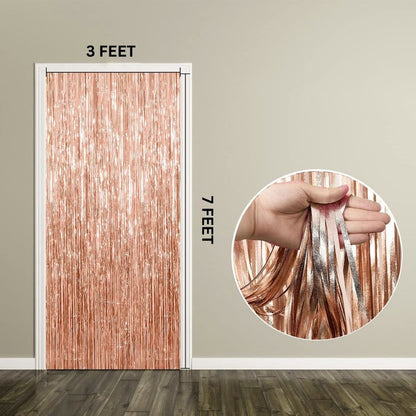 Textured Foil Rose Gold Curtain - 7FT X 3FT