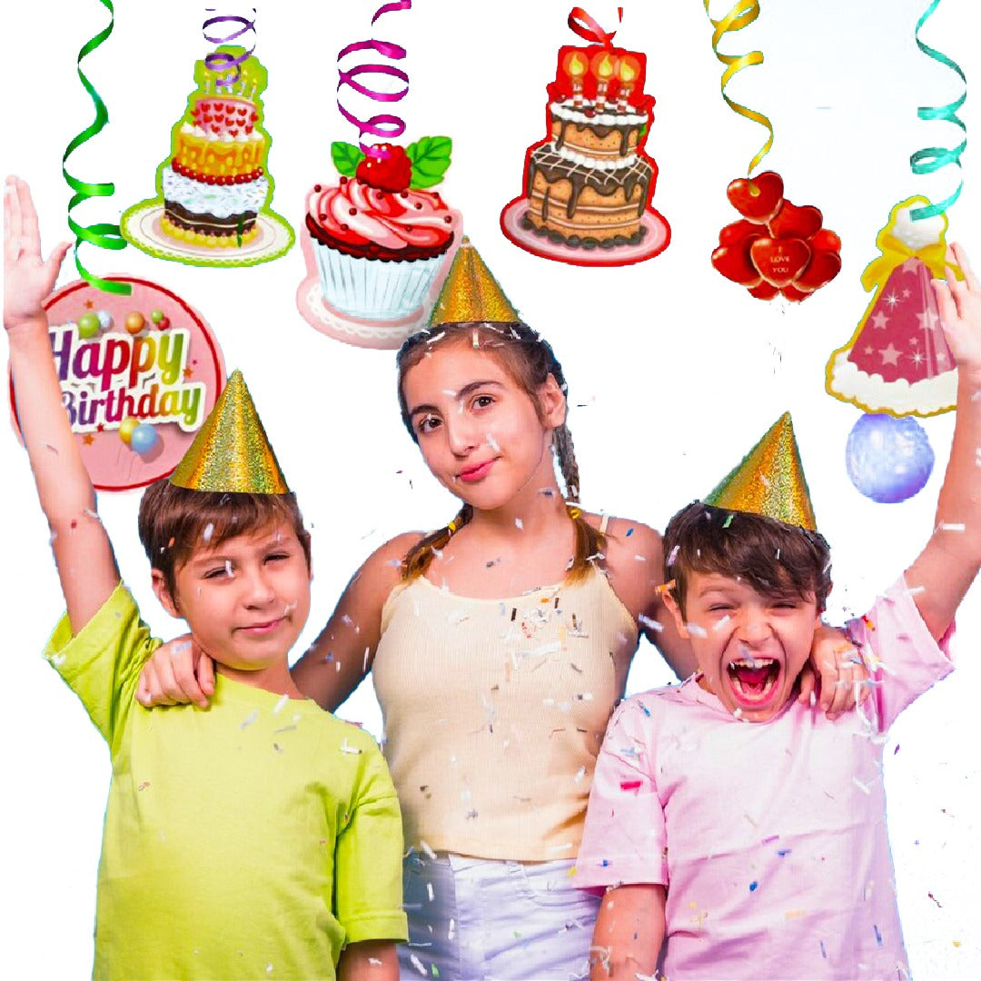 Happy Birthday Swirl Decoration - 12PC