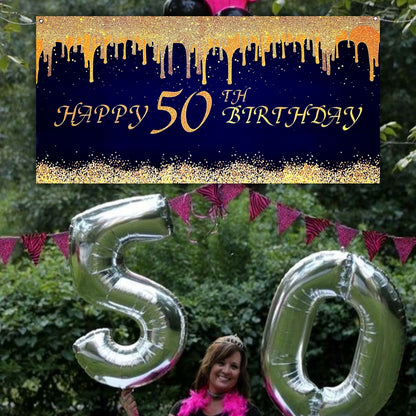 Happy 50th Birthday Banner - 4FT X 2FT