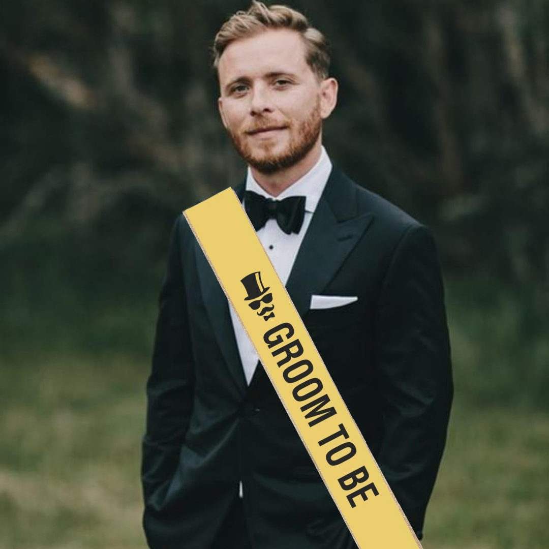 Groom To Be Sash Black &amp; Gold