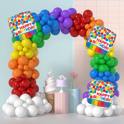 18" Happy Birthday Rainbow Dots Balloon S40