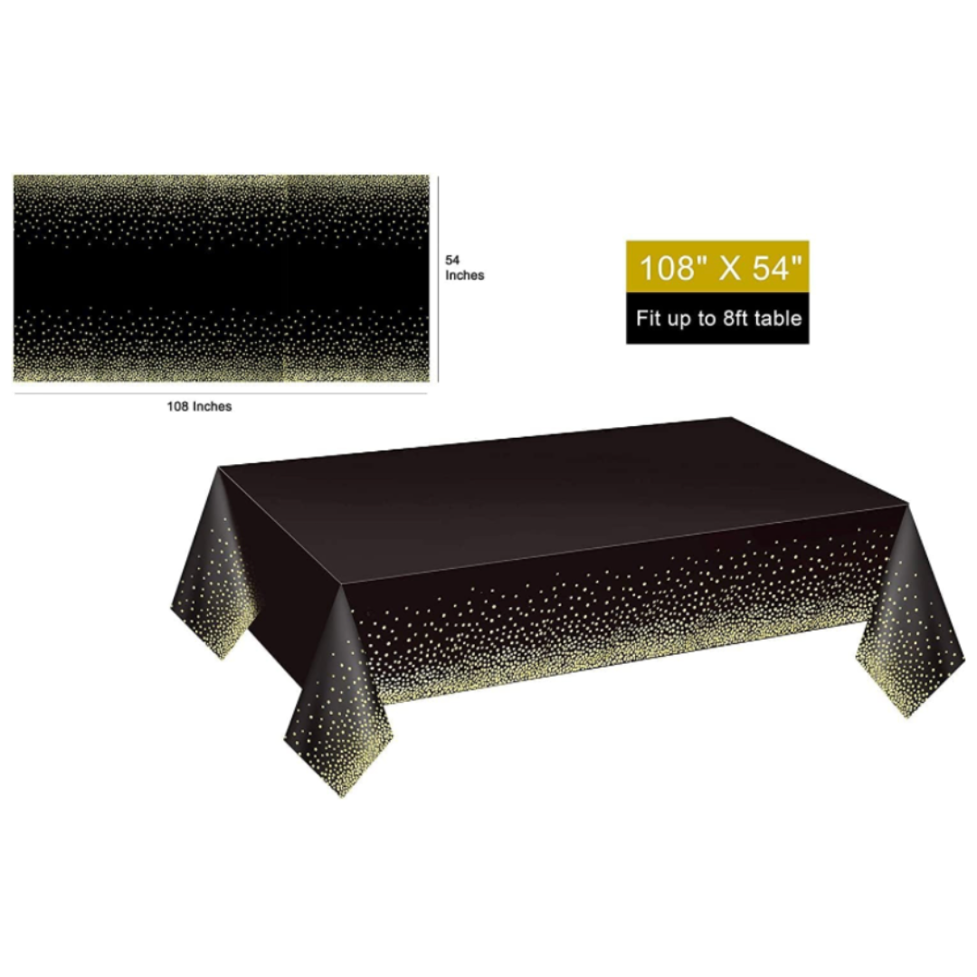 Black Tablecover with Golden Polka Dot 54inx72in - 1PC