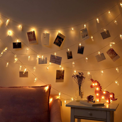 Photo Clip LED String Lights for Decoration-Set of 14,Warm White-5 mtrs