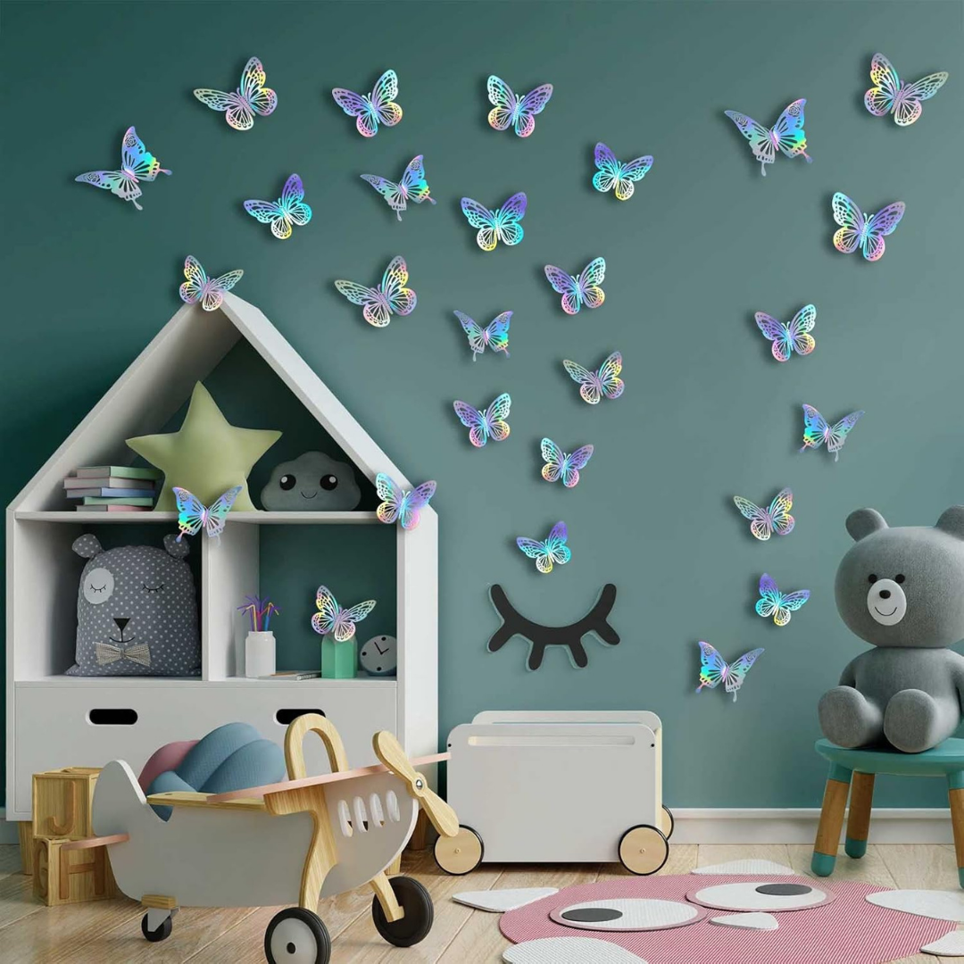 Iridescent Butterfly w/Stickers - 12 PC