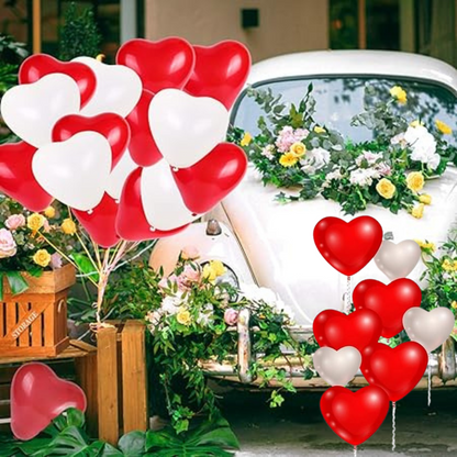 White Heart Shaped Balloons - 25PC