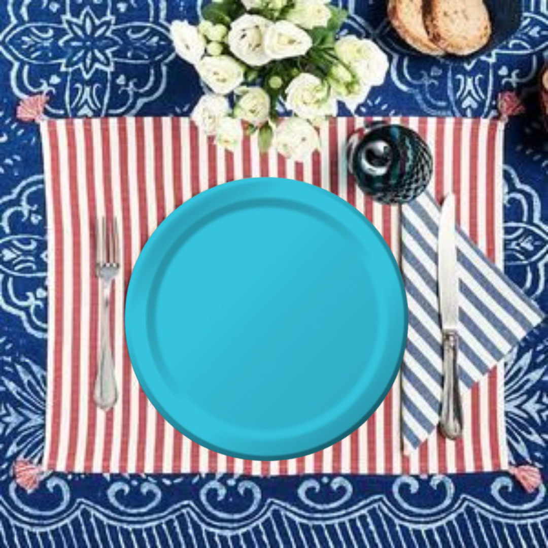 9" BERMUDA BLUE LUNCH PLATE - 24CT