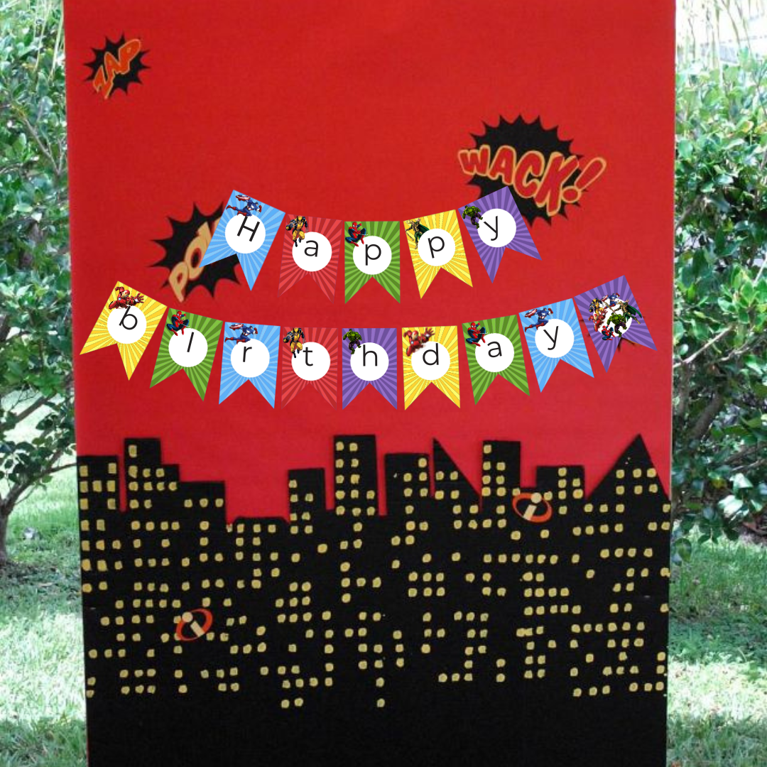 SuperHero Happy Birthday Banner