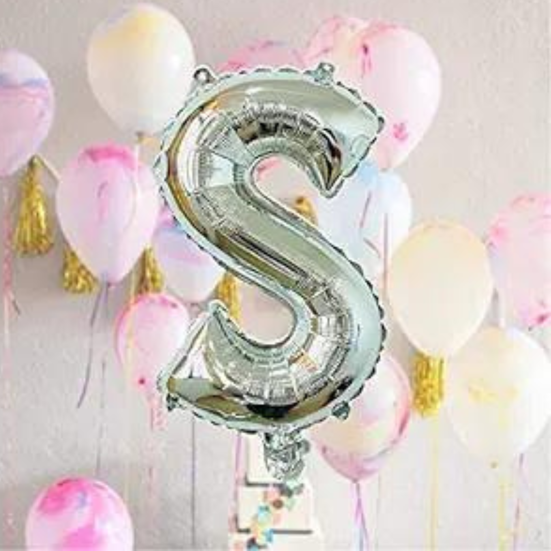 Large S Alphabet Foil Balloon 40" Inch Balloon for Birthday, Milestone & Anniversary Celebrations