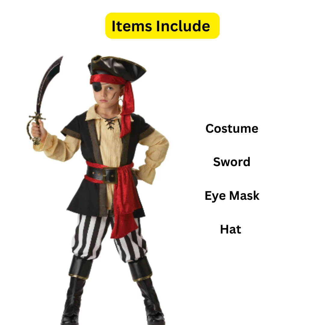 Kids Pirate Costume Full Set - Size M - Age 5 to 7