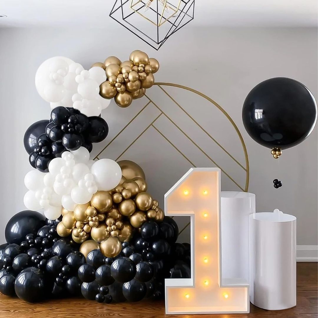 Metallic Black Latex Balloons-10 PC