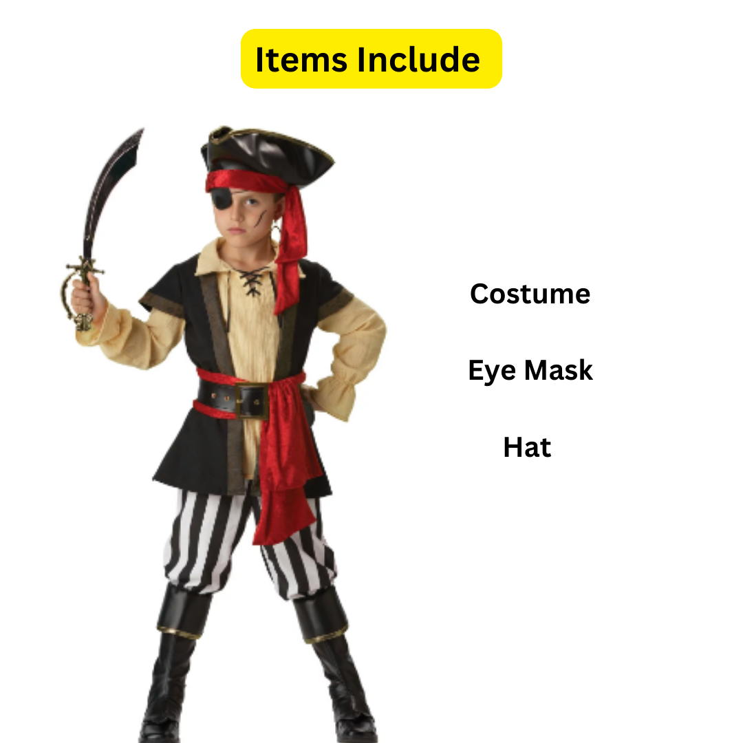 Kids Pirate Costume Full Set - Size S - Age 3 to 5