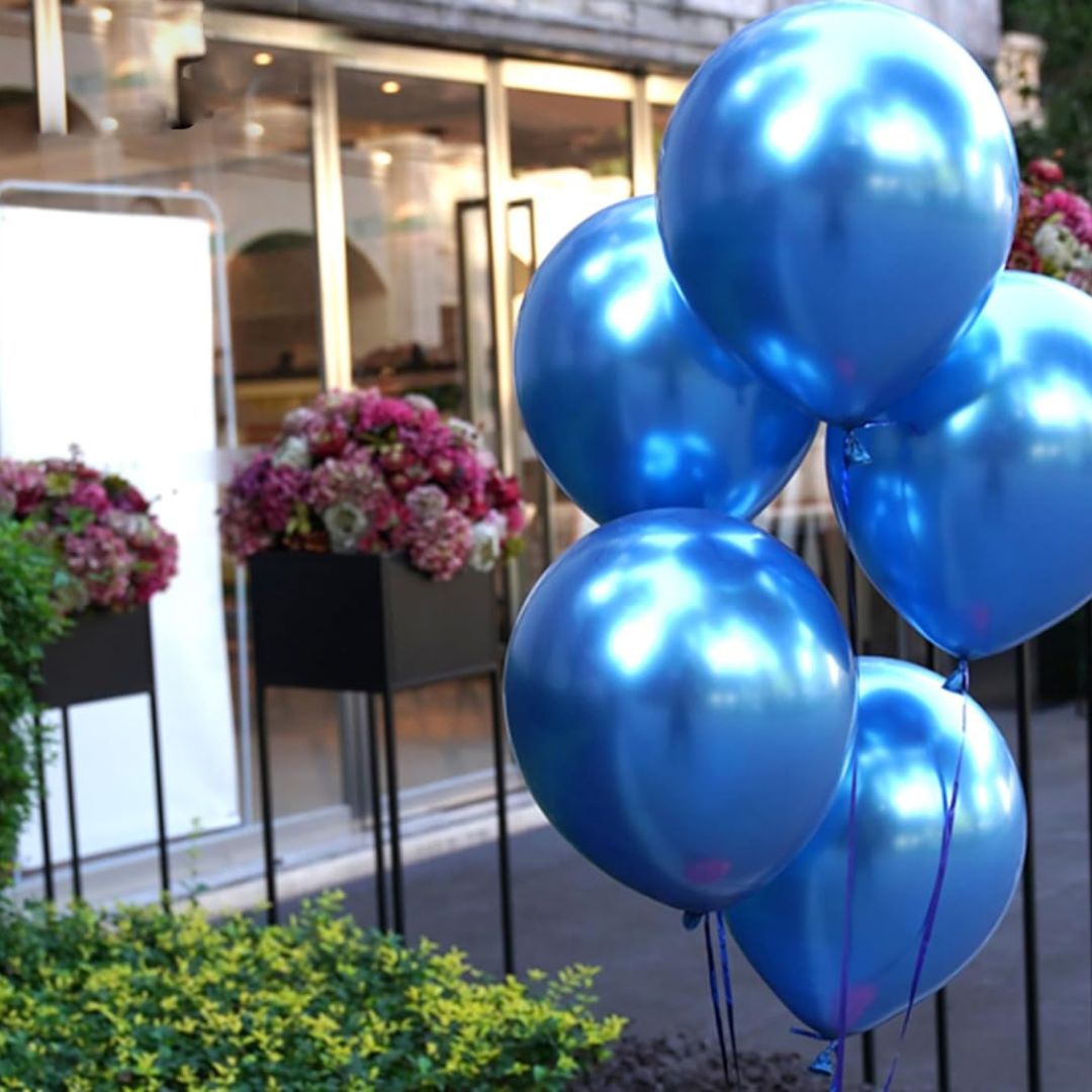 Metallic Light Blue Latex Balloons 12"- 10 PC