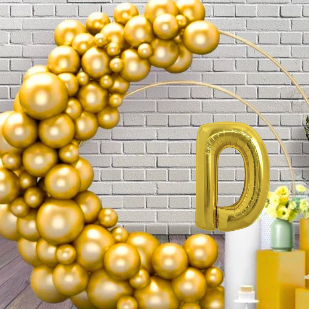 Golden Alphabet Letter D Balloon 16 inch - 1PC