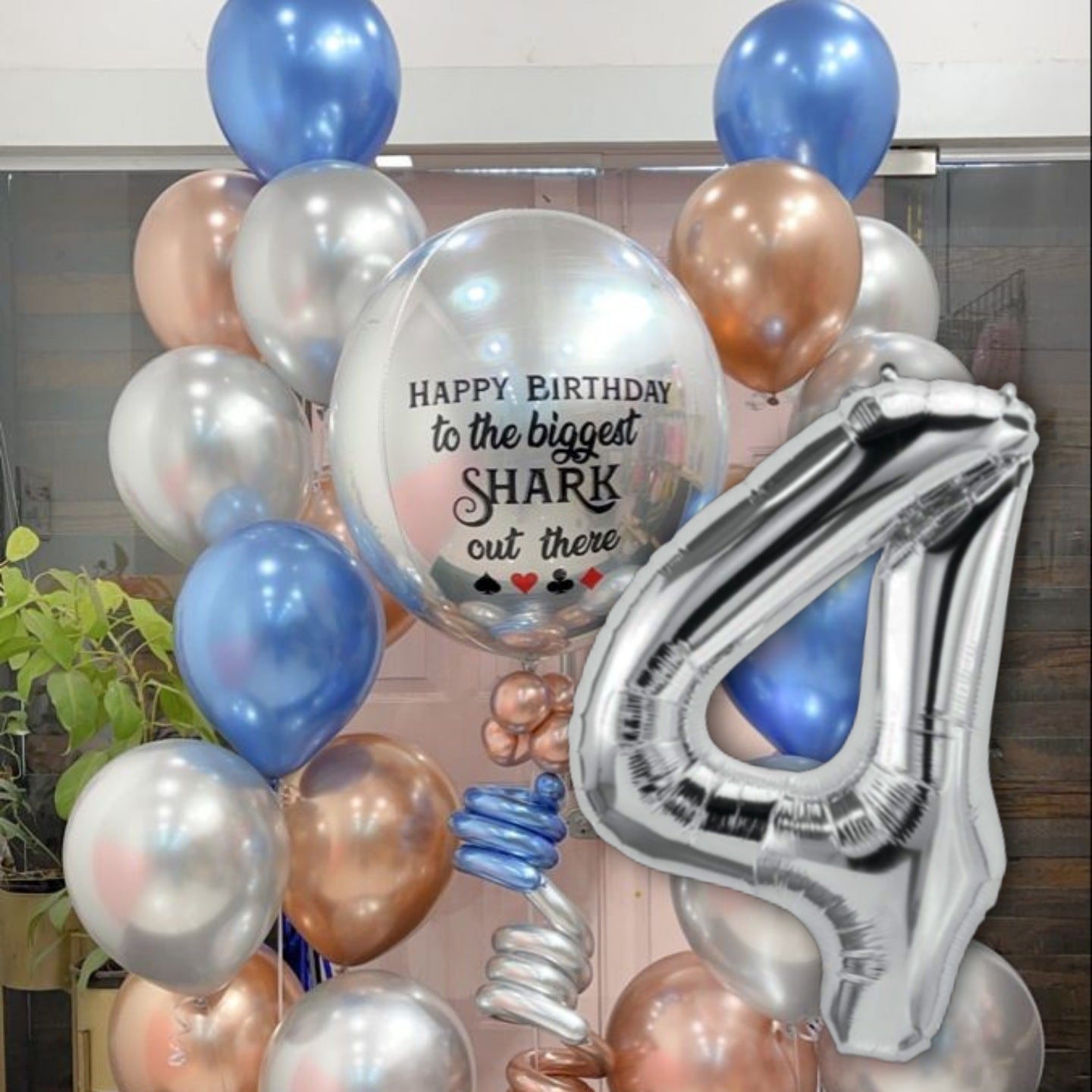 40" Numerical 4 Silver Balloon