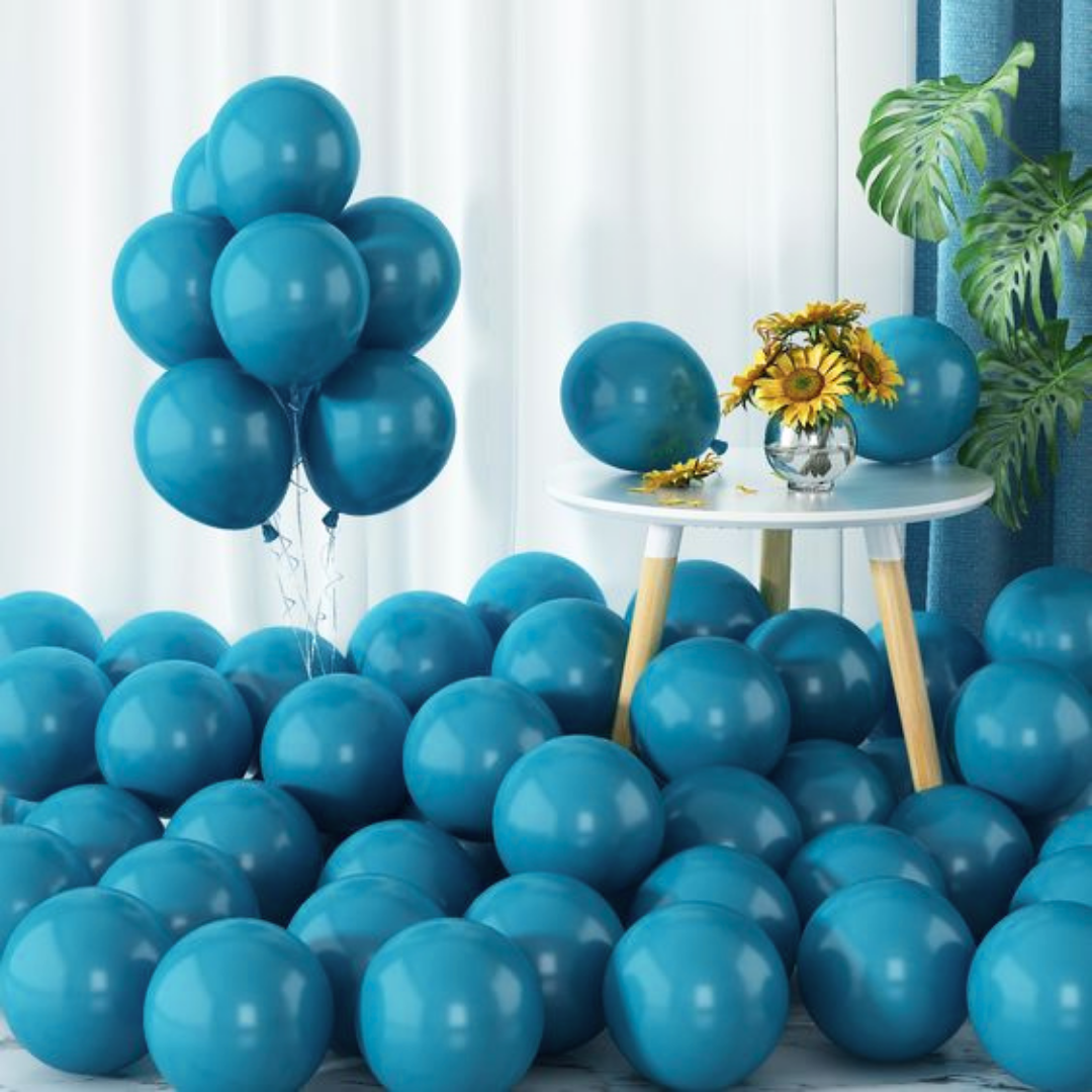 12" Peacock Blue Latex Balloons - 10PC