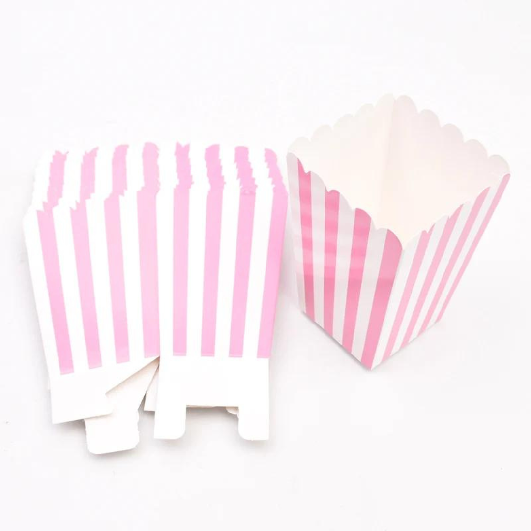 Striped Popcorn Holders Pink - 10PC