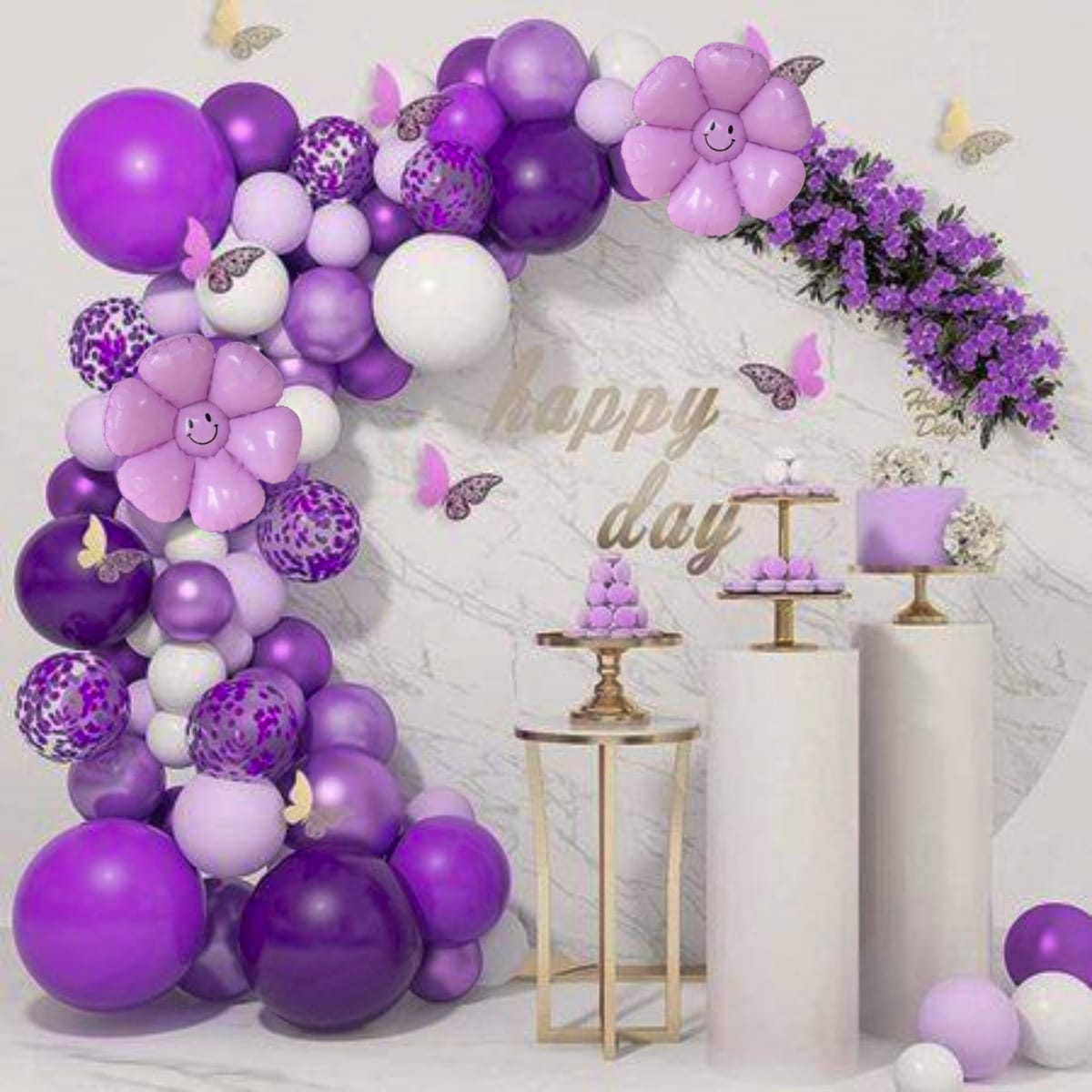 Smiling Flower Balloon in Purple Color