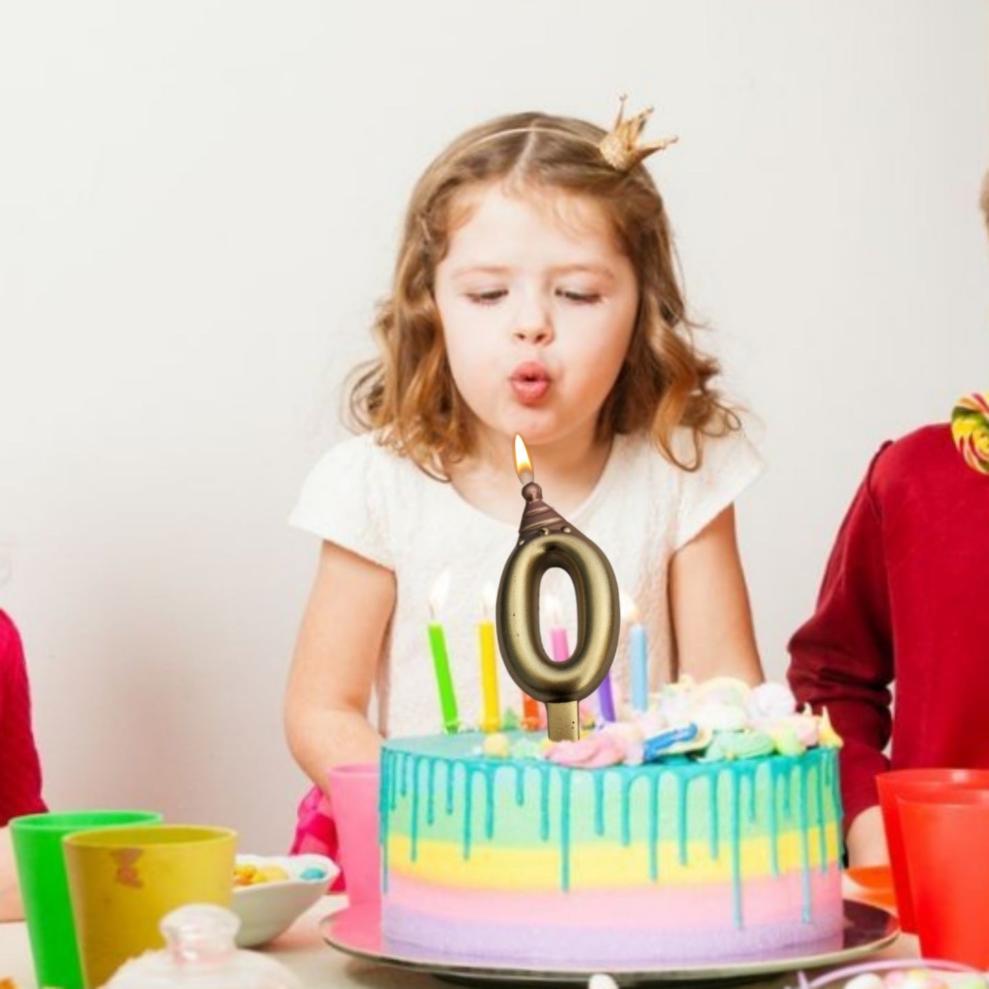 Golden Numerical Candles with Pink Hat