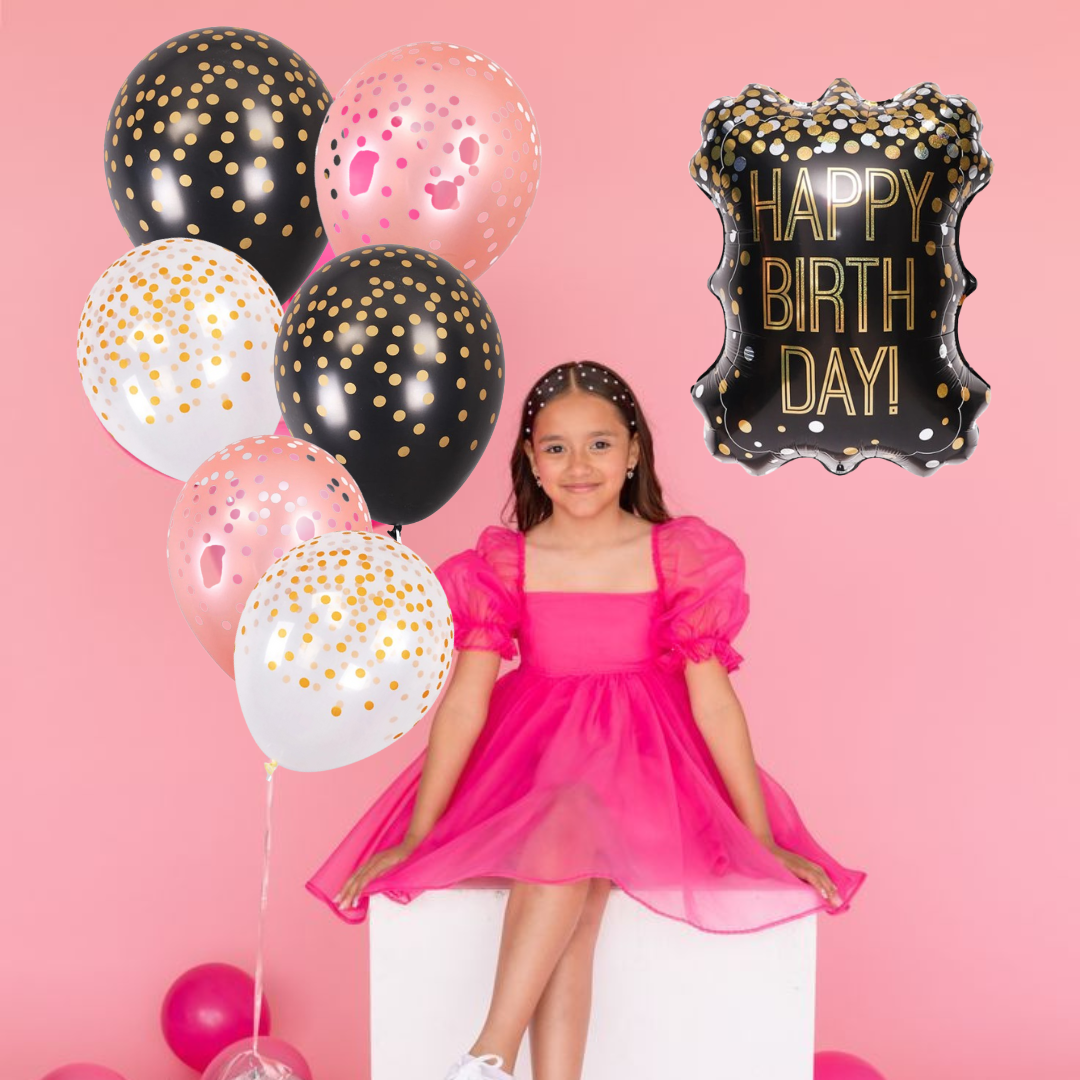 Happy Birthday Balloon with Polka Dot Latex - 7PC