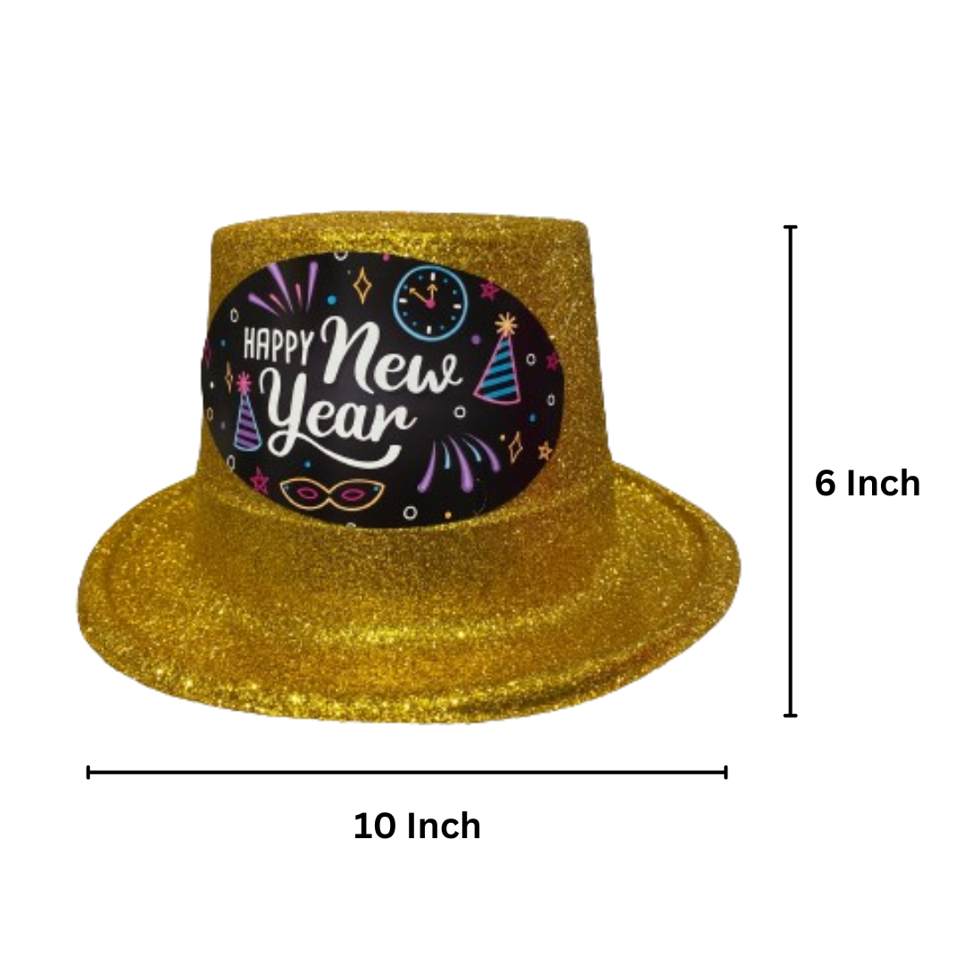 Happy New Year Glitter Hat Gold