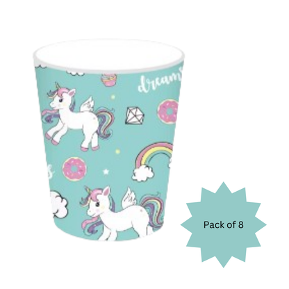 Unicorn Theme Paper Cups - 8PC