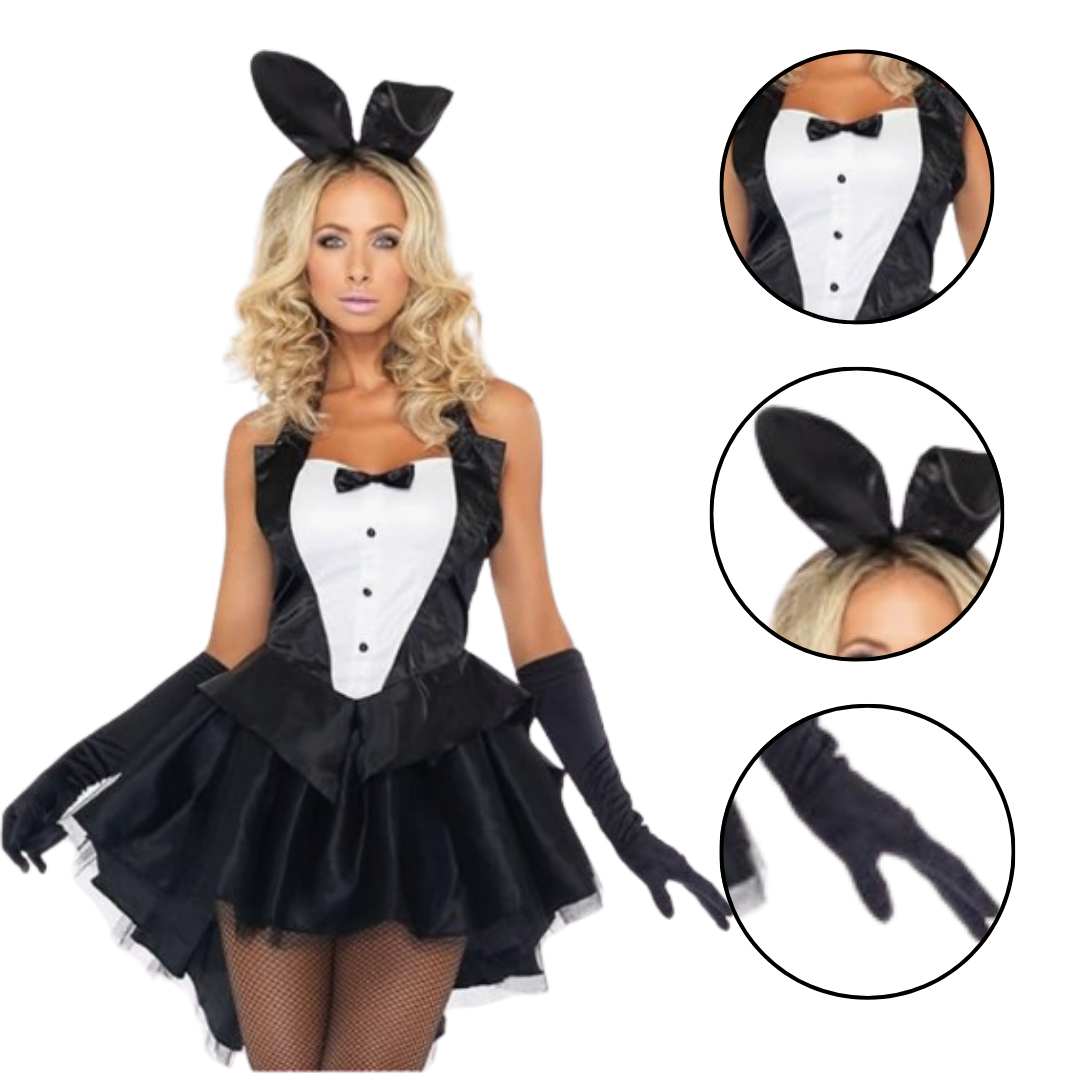 Adult Sexy Bunny Costume with Bunny Ears and Gloves