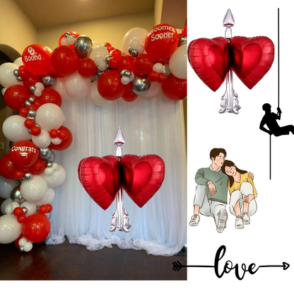 Arrow Infused Heart Foil Balloon 27" for Valentines Day Decorations & Anniversary Party Decorations