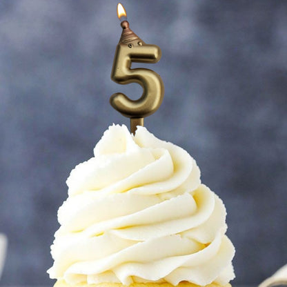 Golden Numerical Candles with Pink Hat