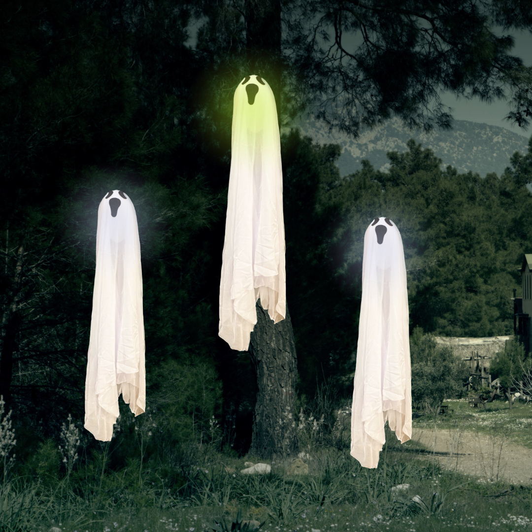 Hanging White Cloth Ghost with Changing Green & Bl